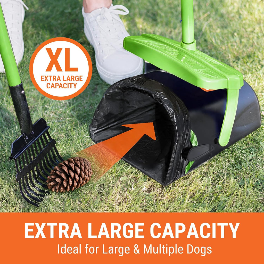 Dog Pooper Scooper with Bag Attachment, 40" Long Handle Dog Scooper