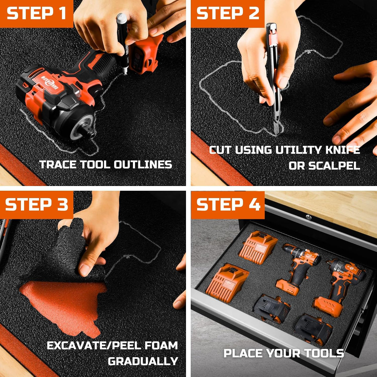 Tool Box Foam Organizer 40x20x1 inch 1PC, Kaizen Sheets for Pro Tool Control, Custom Tool Shadow Inserts for Cases &