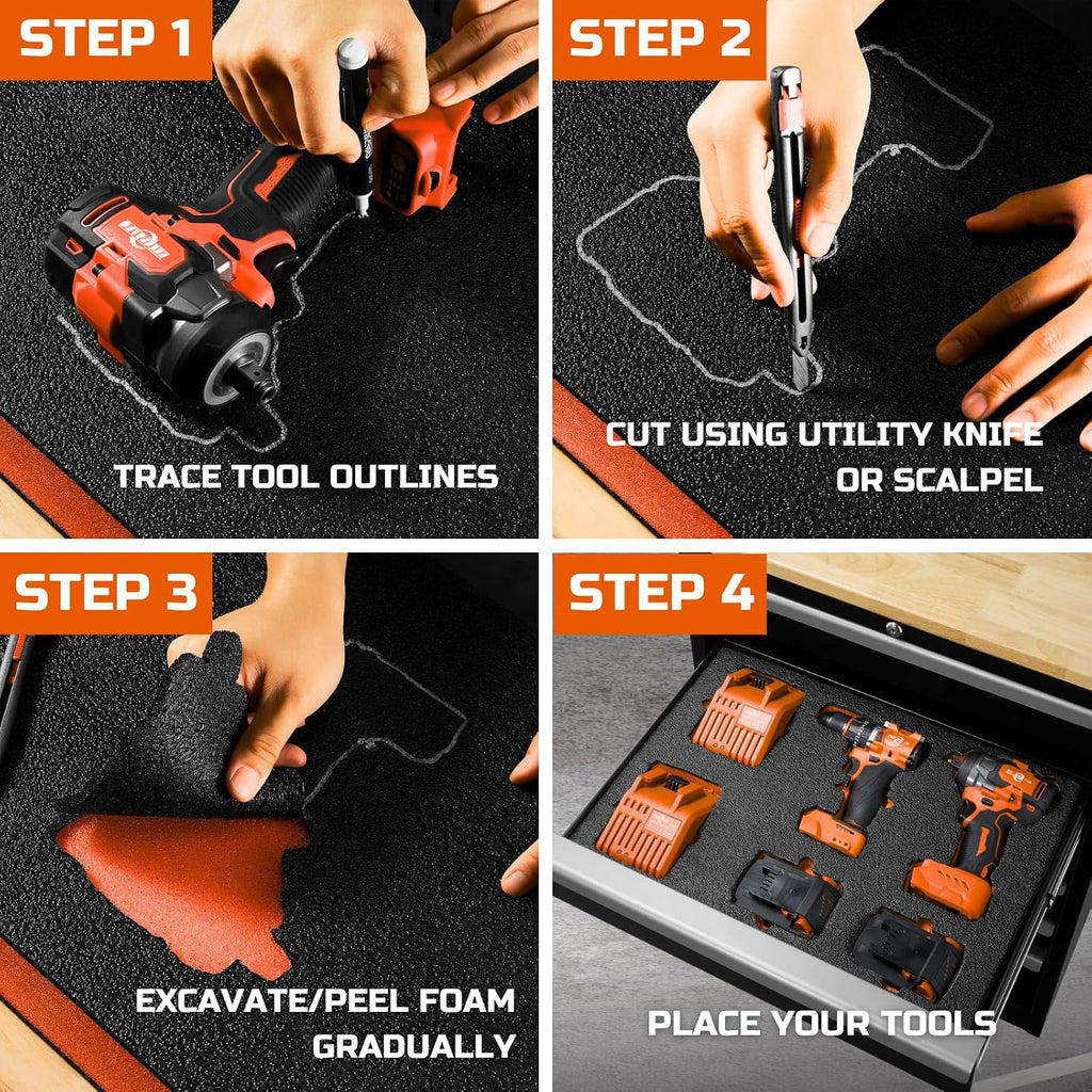 Tool Box Foam Organizer 40x20x2 inch 1PC, Kaizen Sheets for Pro Tool Control, Custom Tool Shadow Inserts for Cases &
