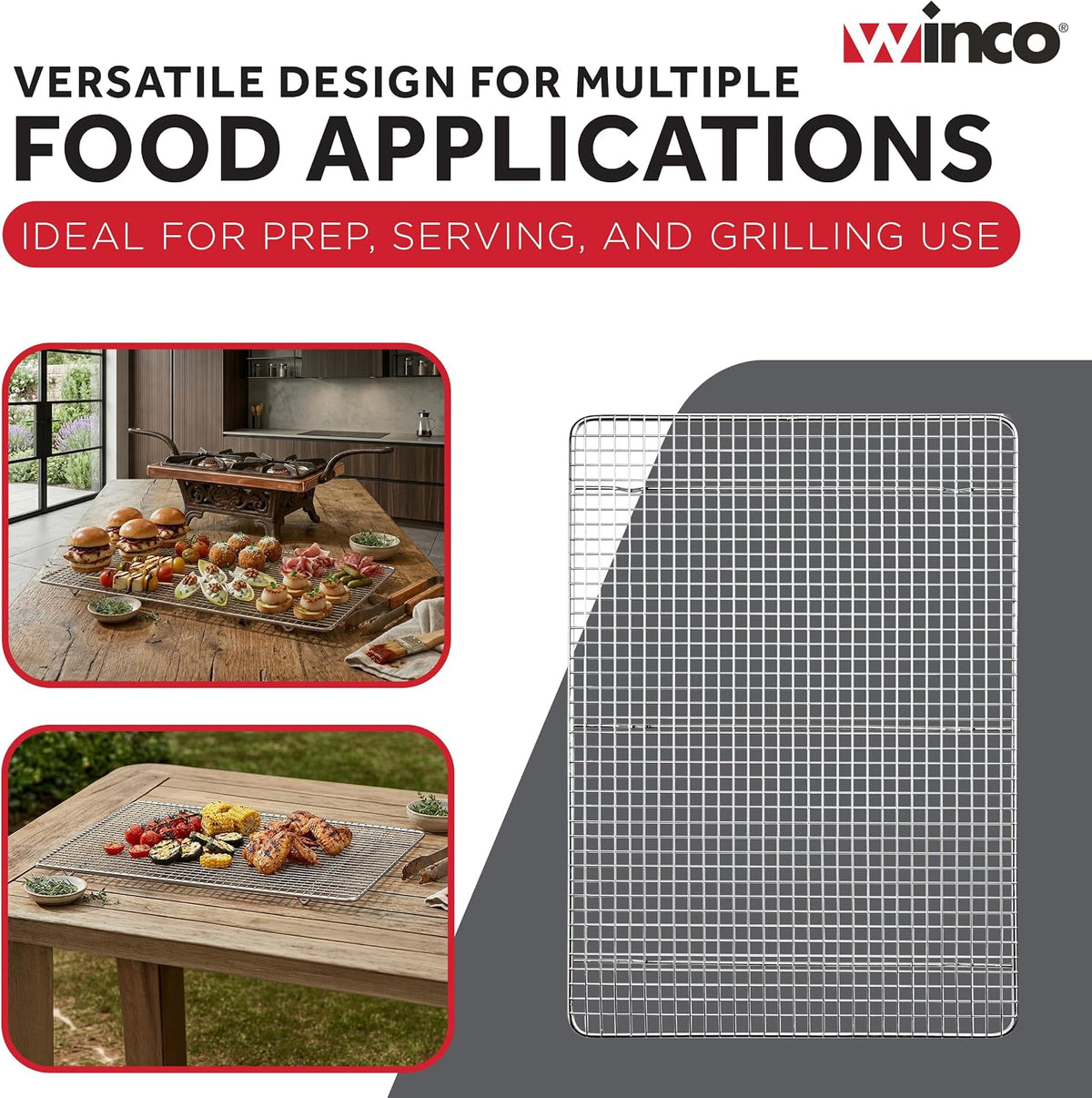 14" x 20" Silver/White 2/3 Size Wire Sheet Pan Grate