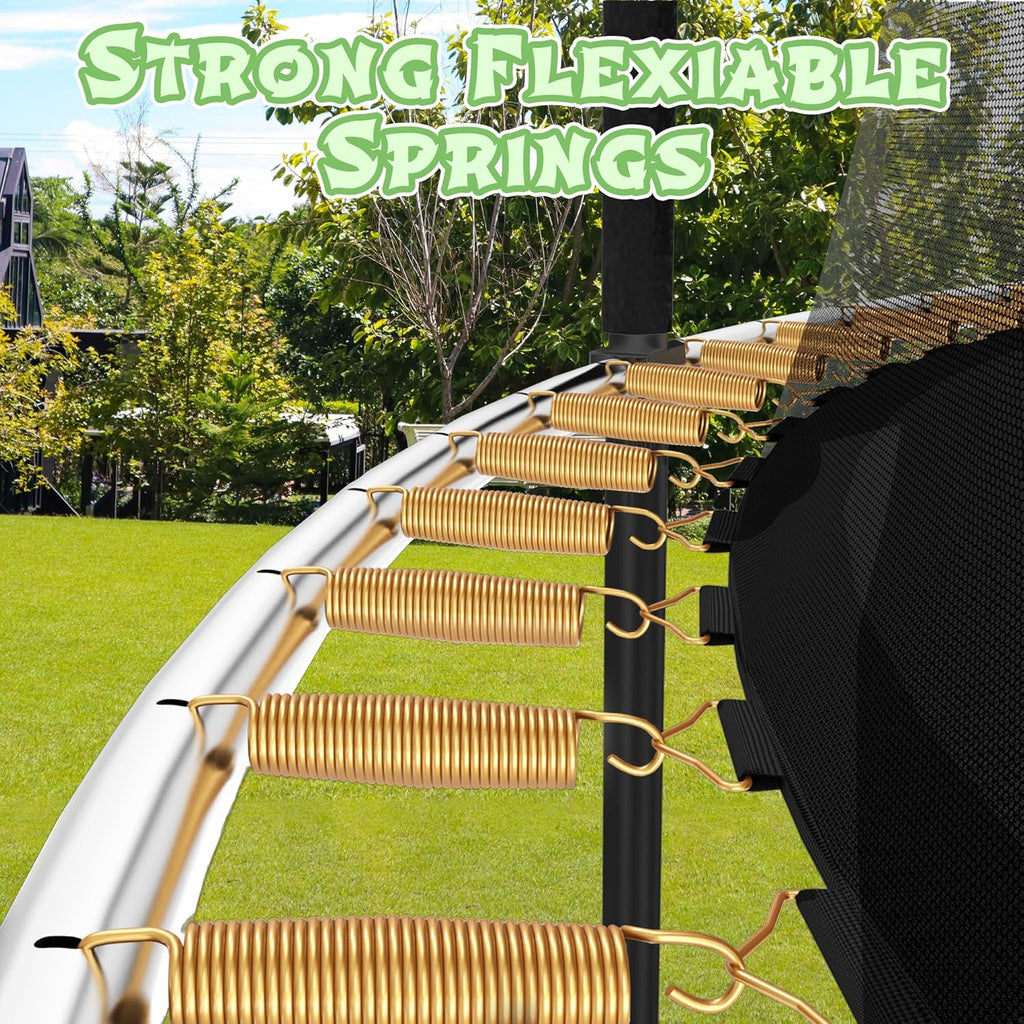 14FT Trampoline Outdoor for Kids with Safety Enclosure Net and Ladder, ASTM Approved Recreational Trampoline