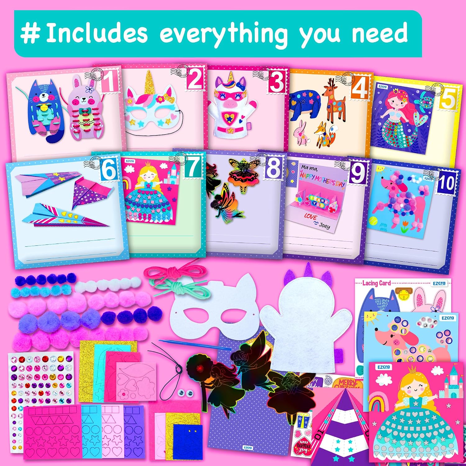 Unicorn Craft Kits for Kids Ages 4-8 – 21 Projects in 1 Craft Box for Kids – All Inclusive No Mess Arts and Crafts