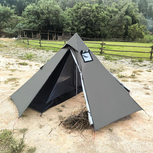 1 Person Tent Lightweight Teepee Hot Tent with Furnace Hole Four Seasons Waterproof Camping Hiking Hunting Fishing