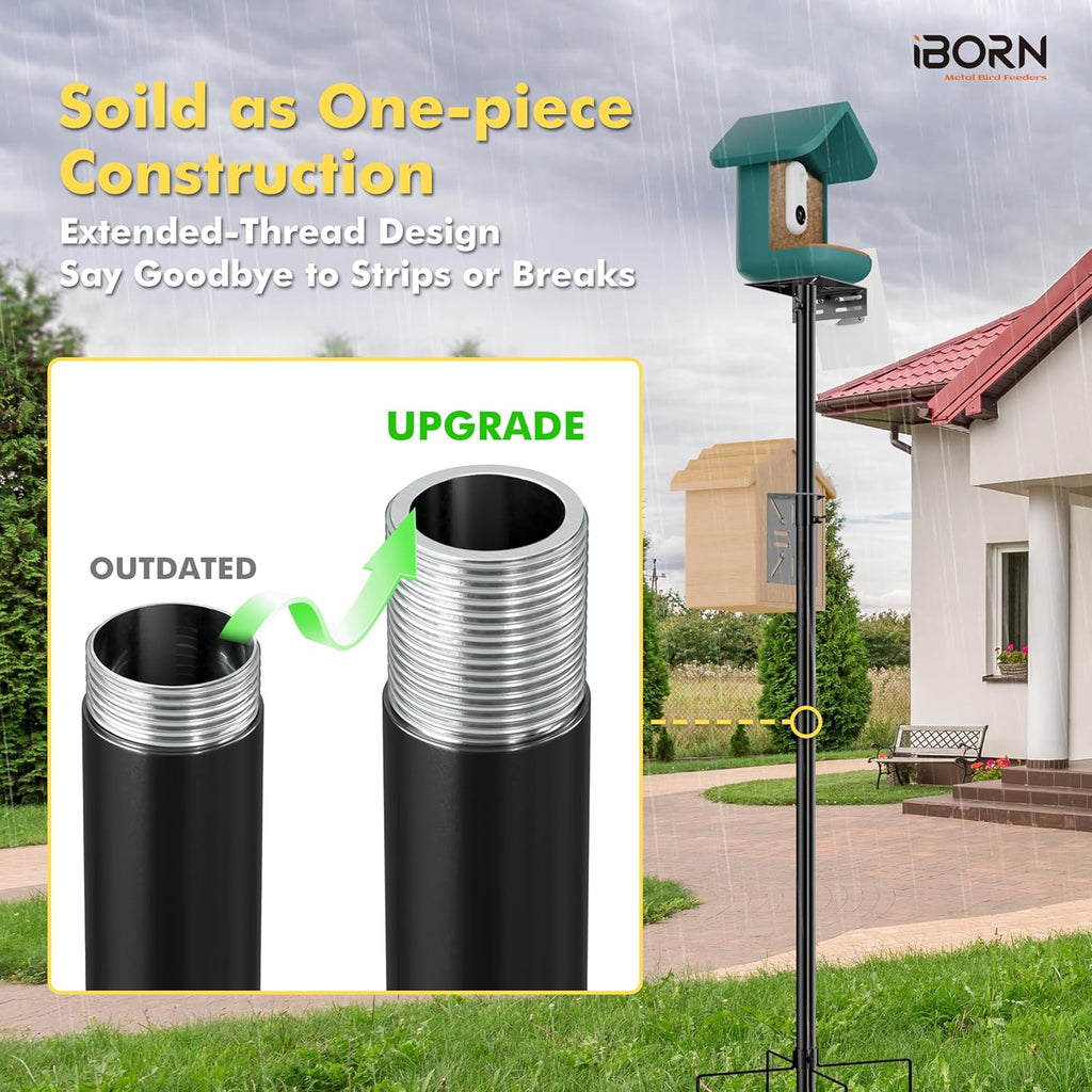Camera Bird Feeder Pole 3in1 Compatible Bird Feeder Poles for Outdoors Heavy Duty,59inch Adjustable Height Bird House