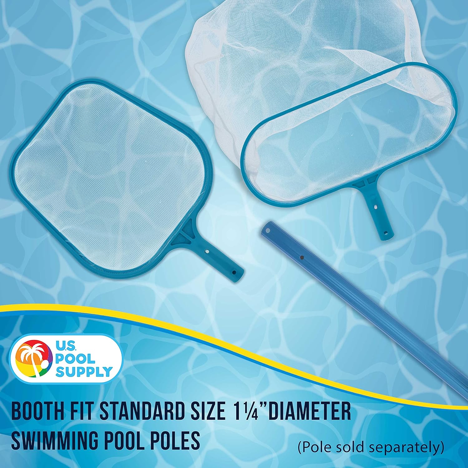 Professional Swimming Pool Leaf Skimmer Net and Leaf Rake Net Set - Cleans Out Debris Fast, Pool Maintenance - Clean