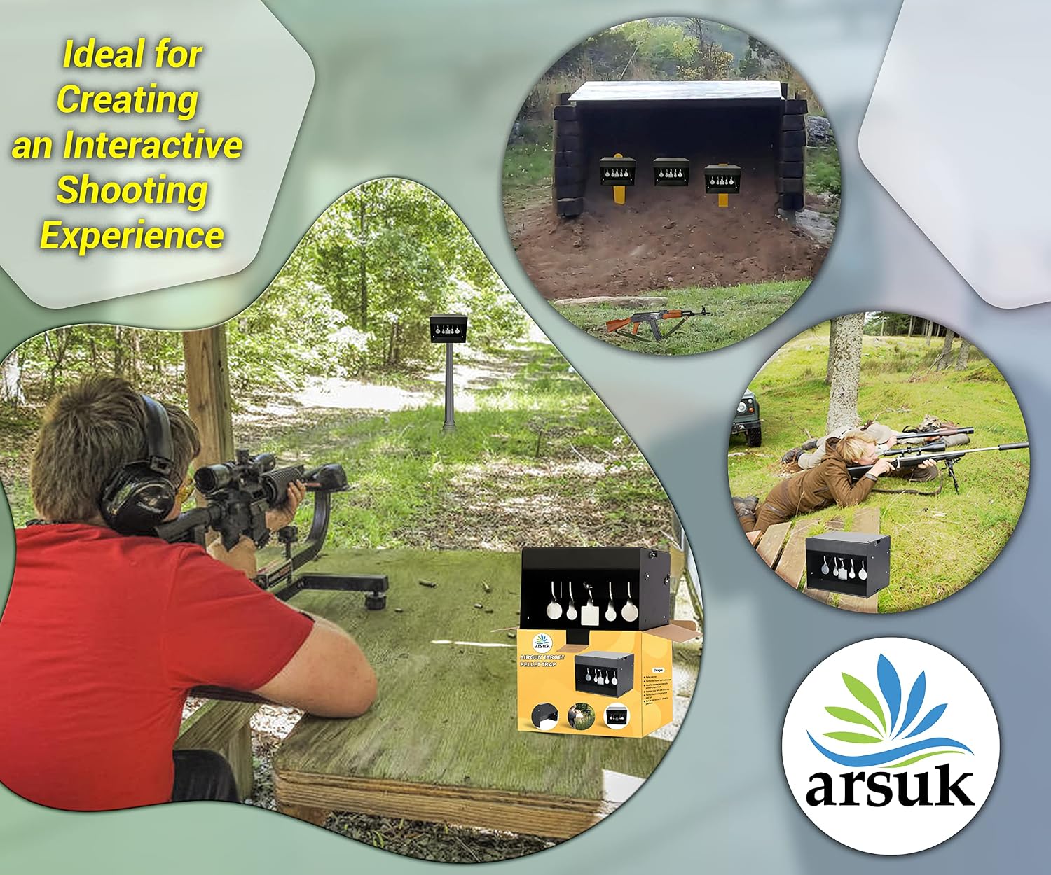 Self-Resetting Air Rifle Shooting Target, Heavy-Duty Metal Frame for Airsoft Rimfire Pellet BB Gun Target, Compatible