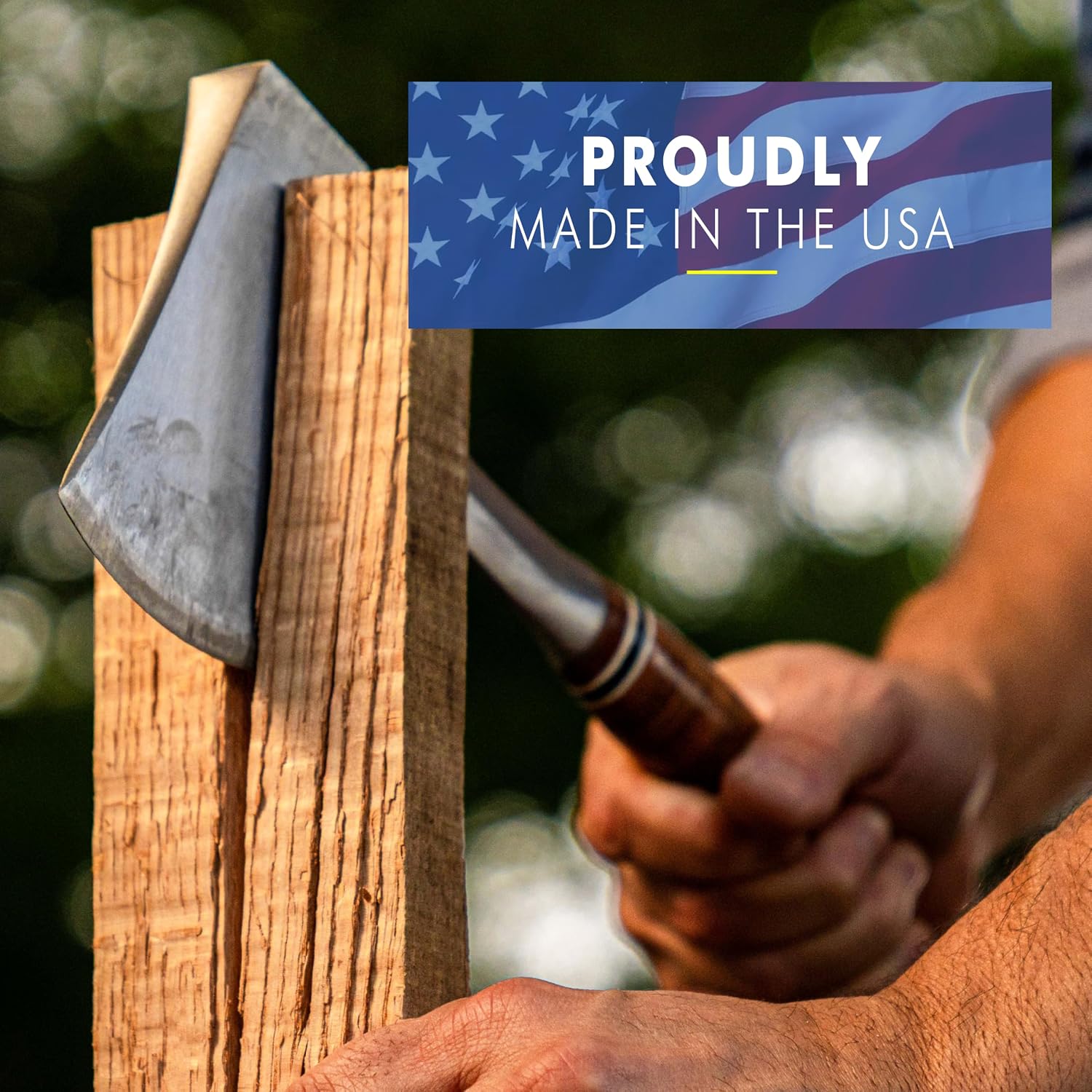Sportsman's Axe, 14" Leather Grip Hatchet, E24A | Made in USA, Outdoor Versatility, Genuine Leather Grip, Forged In