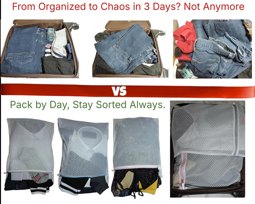 Mesh Laundry Bags for Delicates – 3 Pack (12”×16”) with Color-Coded Zippers, Protects Clothes from Damage, Breathable