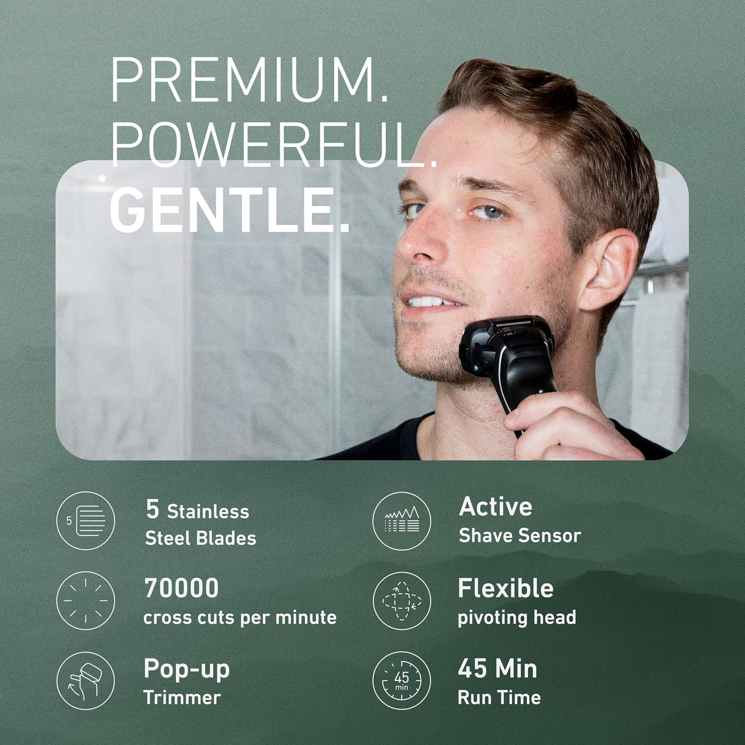 ARC5 Electric Razor for Men with Pop-Up Trimmer, Wet/Dry 5-Blade Electric Shaver with Intelligent Shave Sensor and