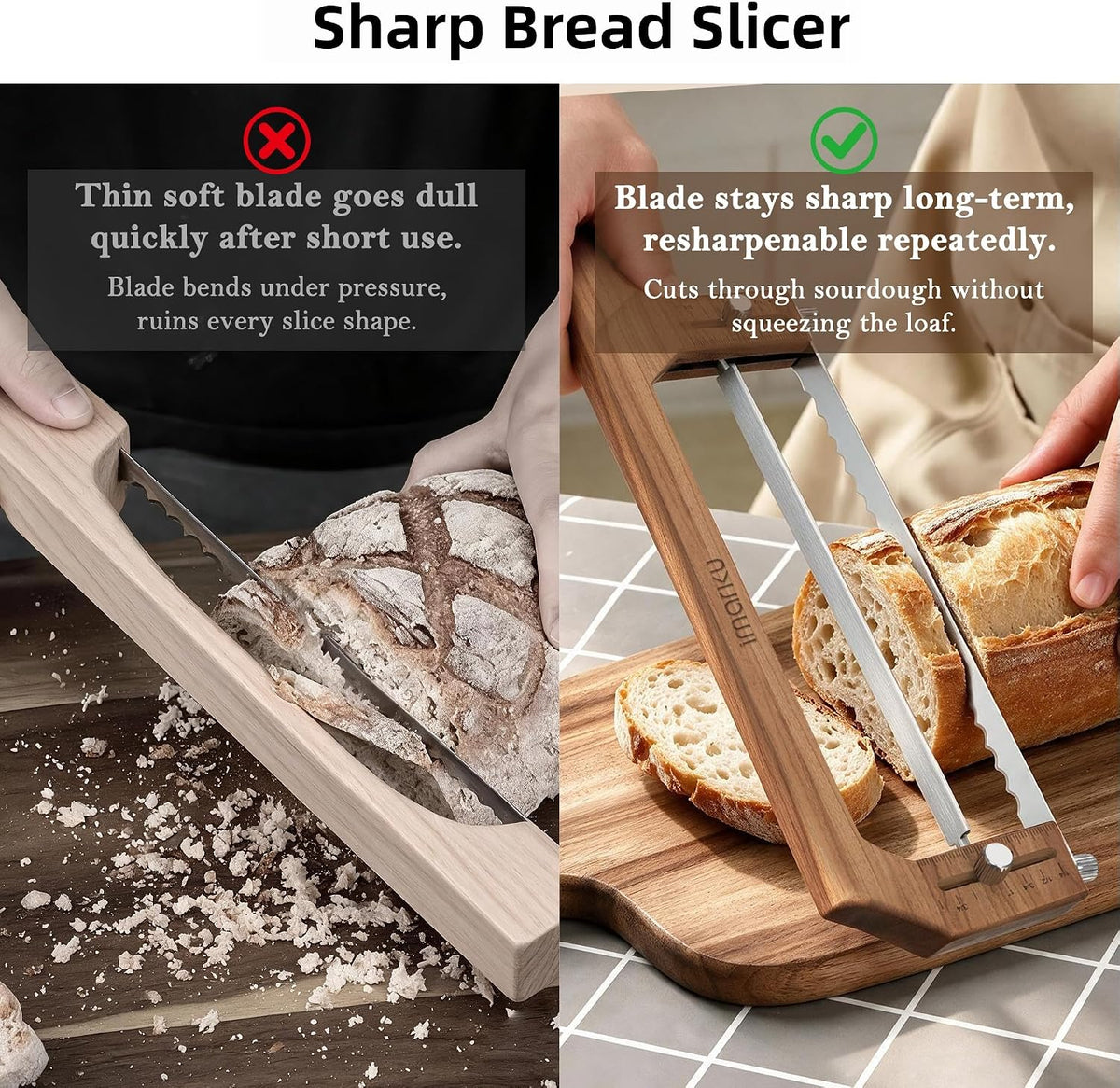 10 inch Sourdough Bread Slicer,Rigid Serrated Blade Bread Knife