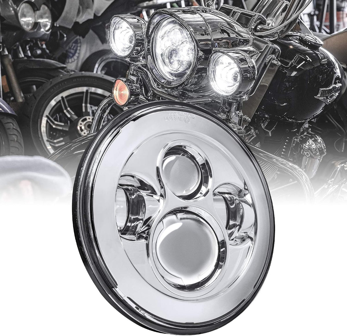 TRUE MODS 7 Inch LED Headlight for Harley Davidson Daymaker Motorcycle Kit
