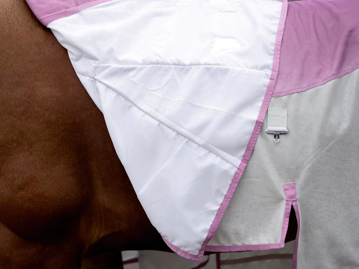 Mesh Horse Fly Sheet with Detachable Neck Cover | Dual-Zone UV Protection & Breathable Design | Elastic Webbing Belly