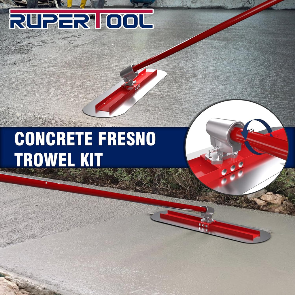 48''x12'' Concrete Bull Float Kit Fresno Round End Concrete Finishing Trowel Stainless Steel Trowel Board with 3