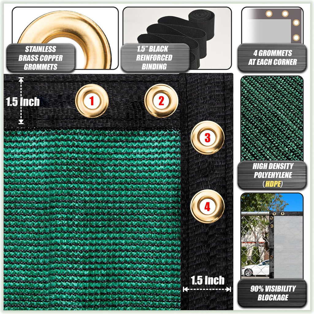 Colour Tree 6' x 50' Green Fence Privacy Screen, 90% Blockage Windscreen
