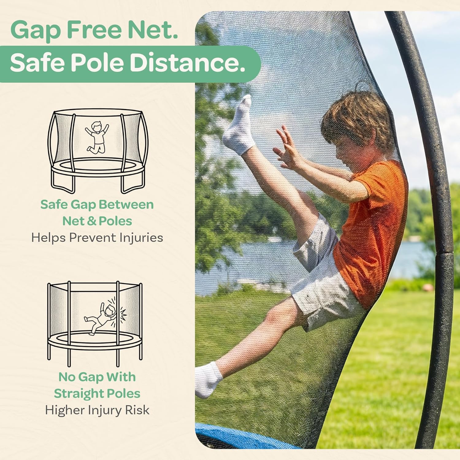 Trampoline Outdoor - Upsurge ASTM Certified Safe 8Ft 10Ft 12Ft 14Ft 15Ft 16Ft Recreational Trampoline for Kids and