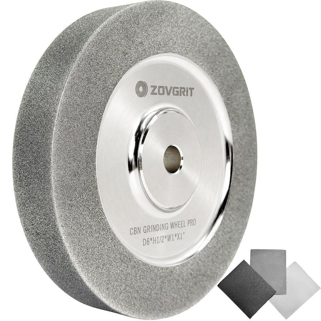 Upgraded 6 Inch CBN Grinding Wheel, 1/2" Arbor, 1" Wide, 1" Side, 600 Grit