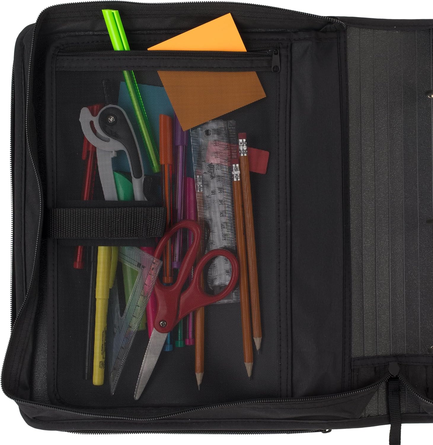Zipper Binder, 2 Inch 3-Ring Binder with Round Rings, 5-Tab Expanding File, 380 Sheet Capacity, Black (72536)