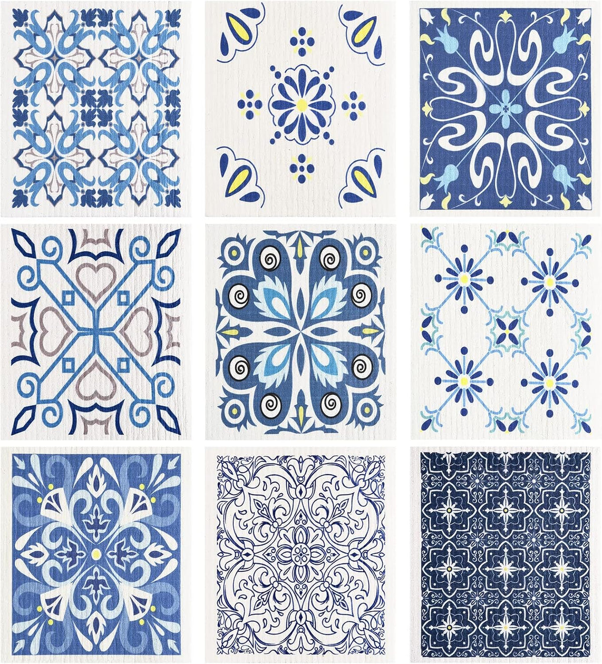 9 Pcs Blue Swedish Kitchen Dishcloths Reusable Hand Towels