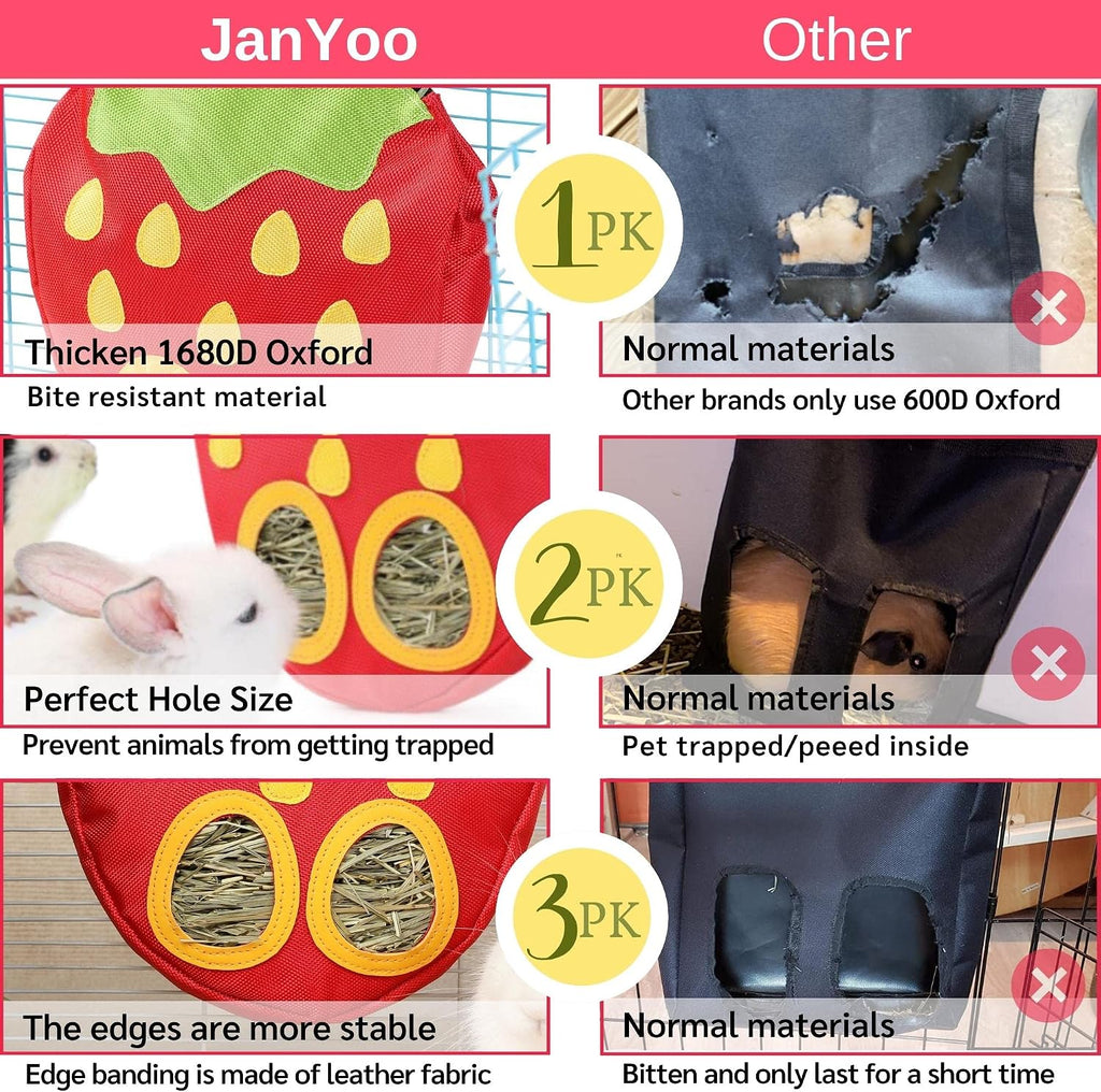 Rabbit Hay Feeder Bag for Cage Guinea Pig Timothy Hay Dispenser Storage Manger Hanging Large Less Waste for Bunny