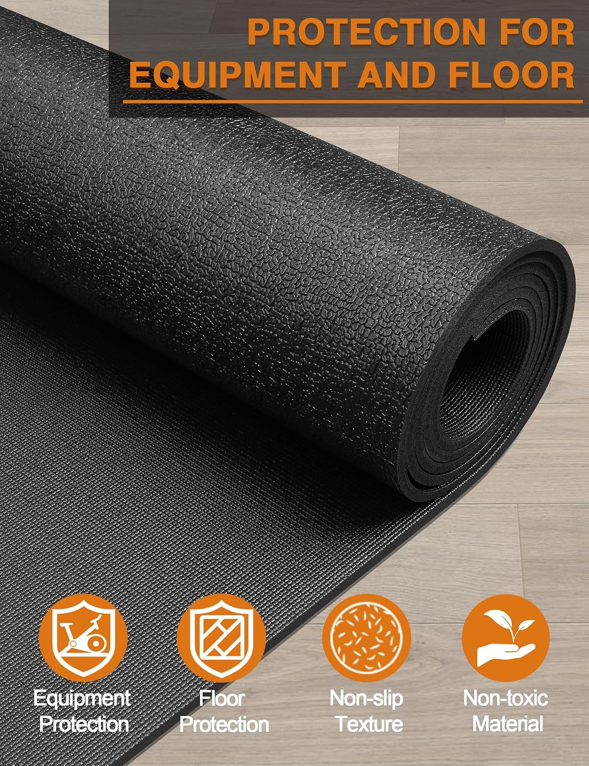Treadmill Mat 96"x36", WERCHO Walking Pad Mat for Carpet Hardwood Floors 6mm Heavy-Duty Exercise Equipment Mat for