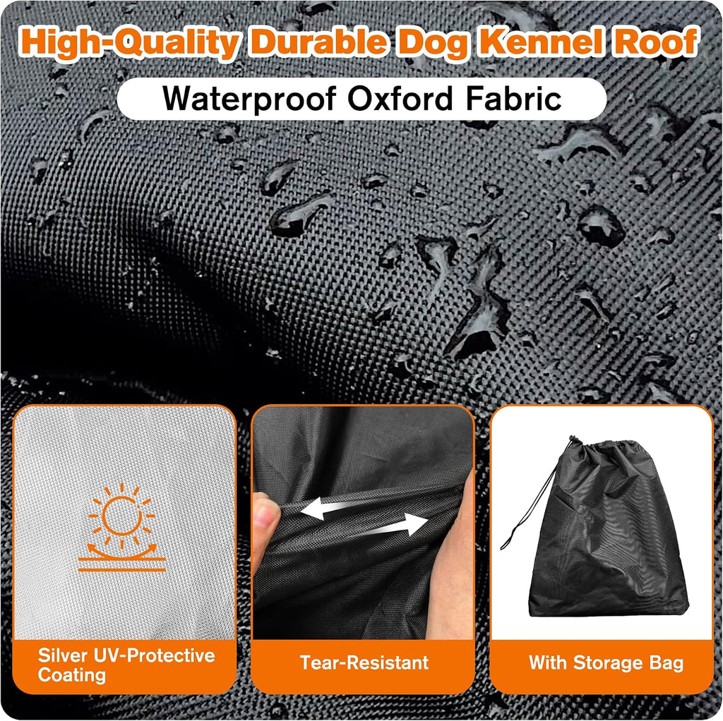 4'W X 8'L Waterproof Dog Kennel Cover Outdoor 600D Oxford Fabric Dog Kennel Roof with Silver UV-Protective Coating
