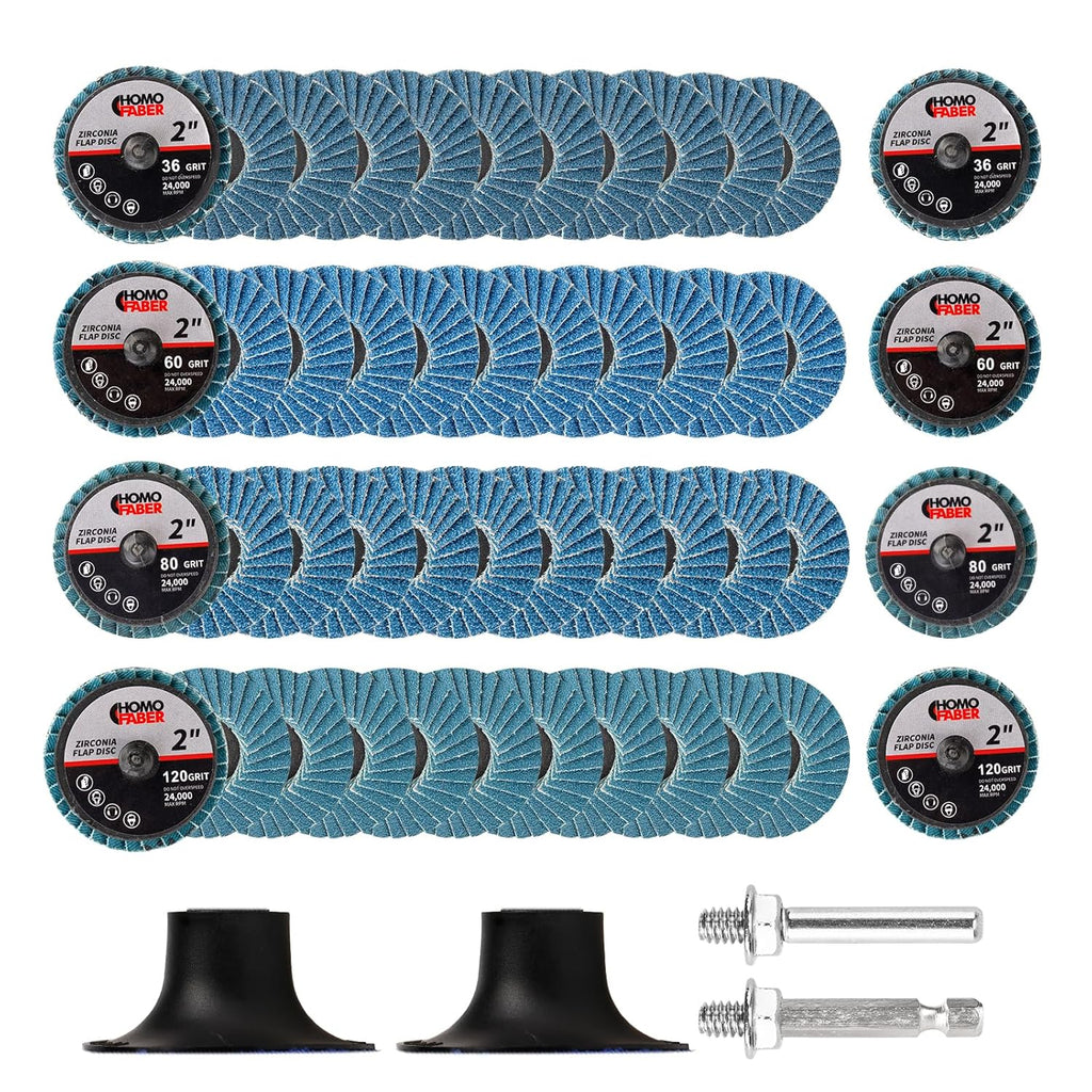 HOMO FABER 50Pcs Die Grinder Sanding Discs, 2 Inch Flap Discs Roll Lock