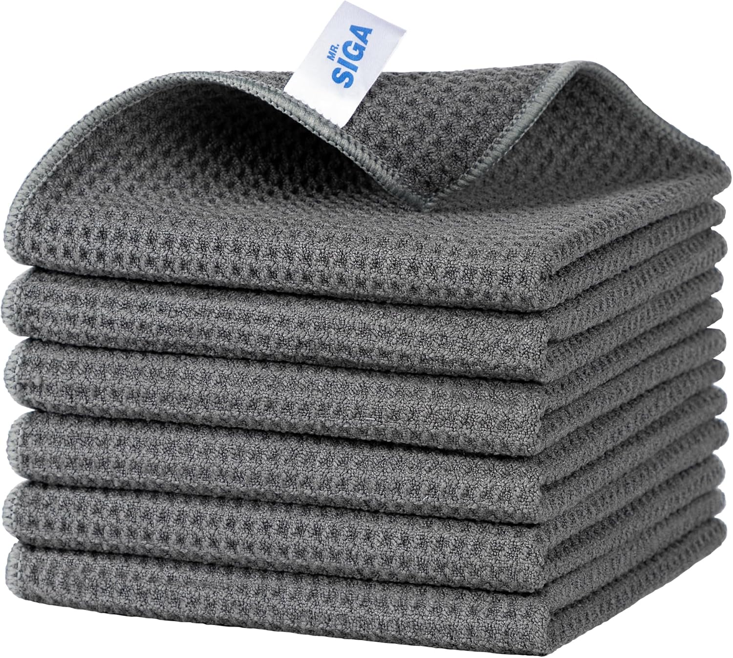 Waffle Pattern Cleaning Cloths, Reusable Absorbent Microfiber Cleaning Cloths, Lint Free Microfiber Kitchen Towels, 6