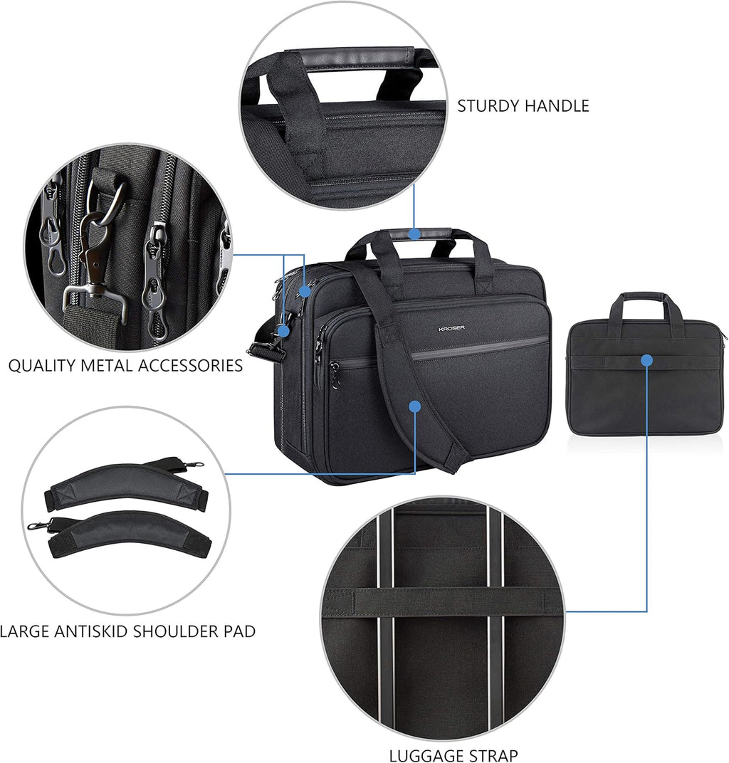 Laptop Bag Premium Laptop Briefcase Fits Up to 17.3 Inch Laptop Expandable Water-Repellent Shoulder Messenger Bag