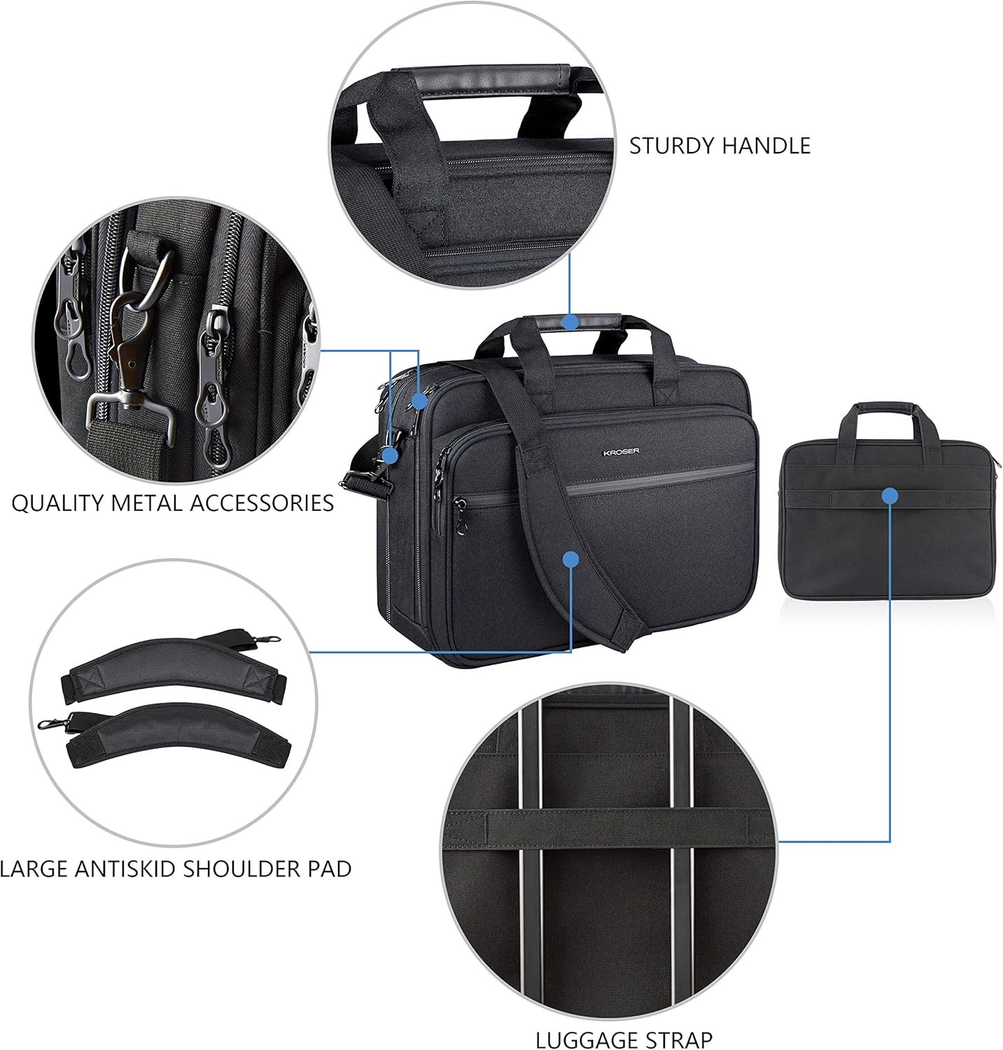 Laptop Bag Premium Laptop Briefcase Fits Up to 17.3 Inch Laptop Expandable Water-Repellent Shoulder Messenger Bag