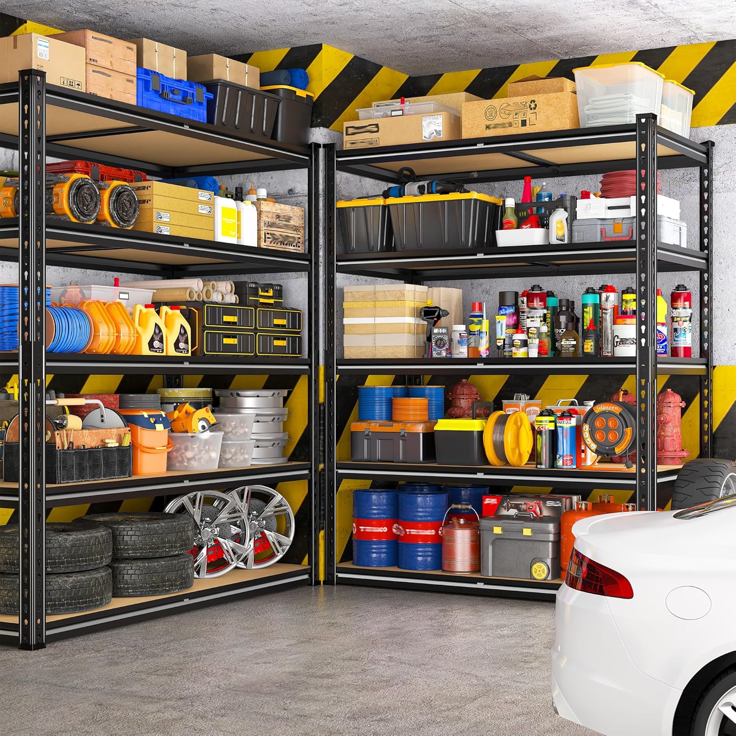 5 Tier Garage Shelving Unit,2300LBS Heavy Duty Metal Storage Shelves,Adjustable Boltless Utility Rack Organizer for