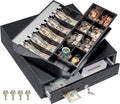 Cash Register Drawer for Point of Sale (POS) System with Fully Removable 2 Tier Cash Tray, 5 Bill/8 Coin, 12-24V