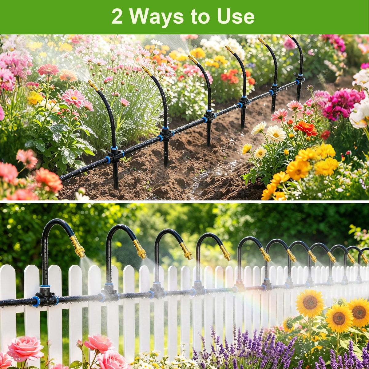 200FT 360° Adjustable Irrigation System with Stake Holders