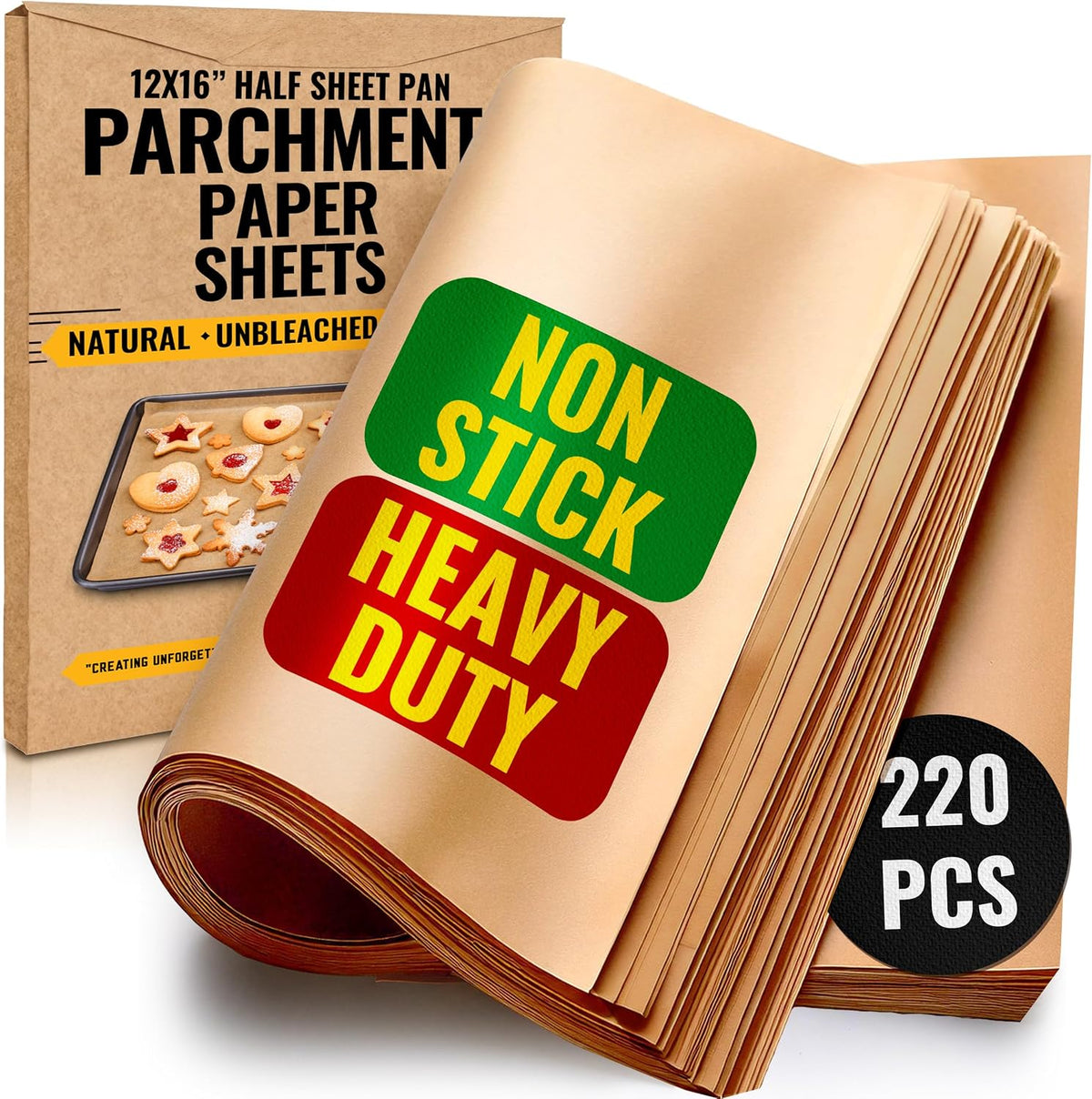 Precut Parchment Paper Sheets 12x16", 220 Pcs for Half Sheet Pans