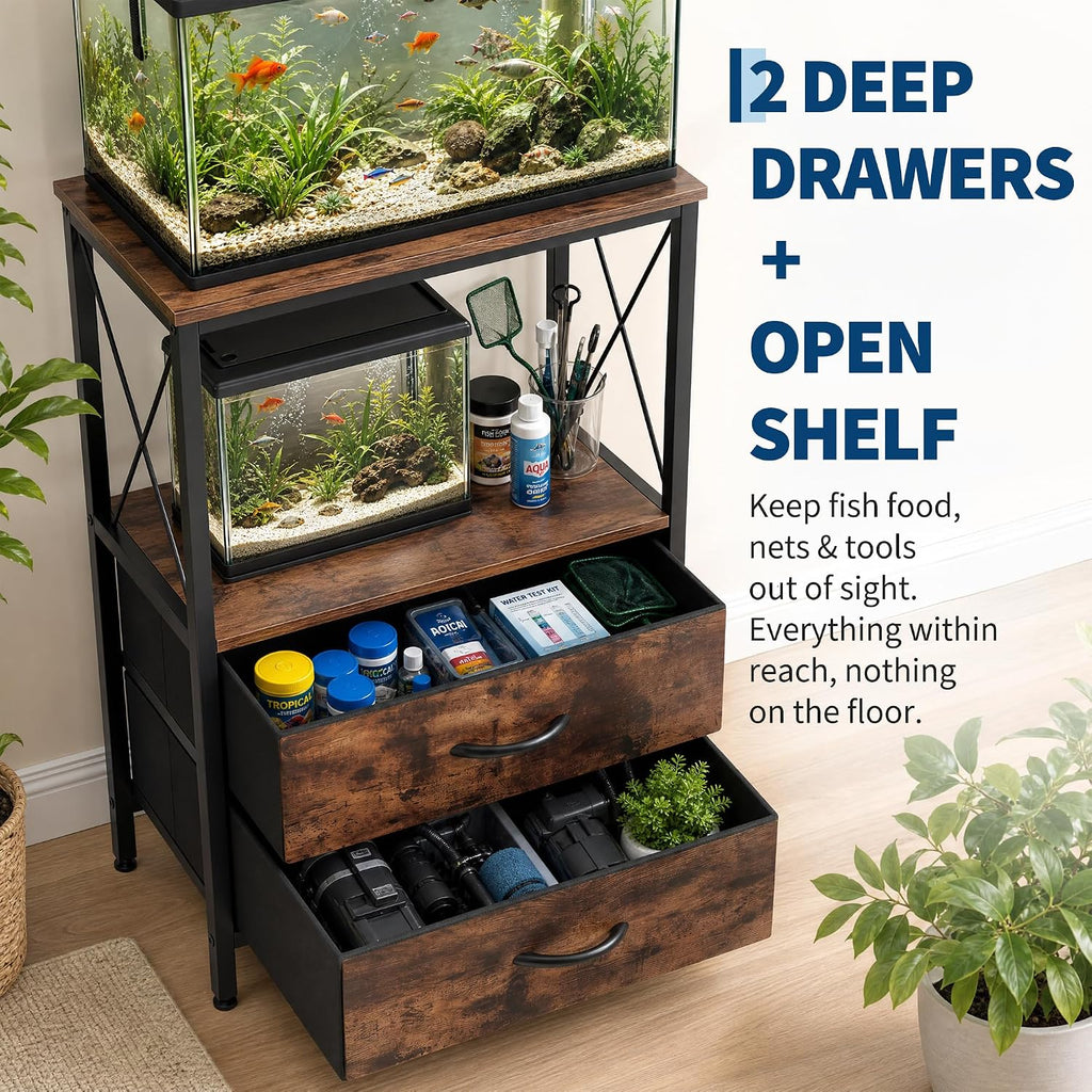 10 Gallon Fish Tank Stand with Storage Cabinet, 4-Tier Double Aquarium Stand for 5-10 Gallon Tanks, 20.5" l x 11" w