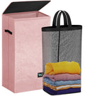 Laundry Hamper with Lid, Reinforced Sturdy Clothes Hamper with Anti-Puncture Base, Large Collapsible Laundry Basket
