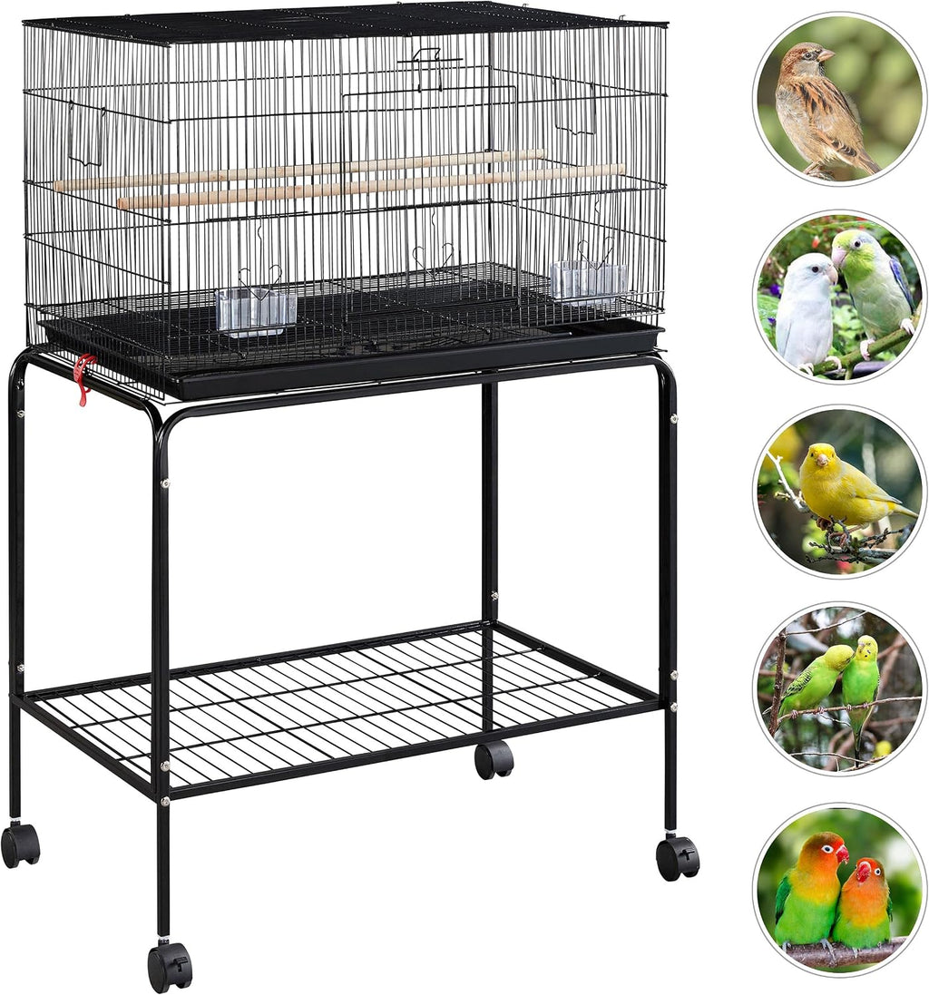 47-inch Rolling Breeding Flight Bird Cages for Parakeets Budgies Finches Cockatiels Conures Lovebirds Canaries