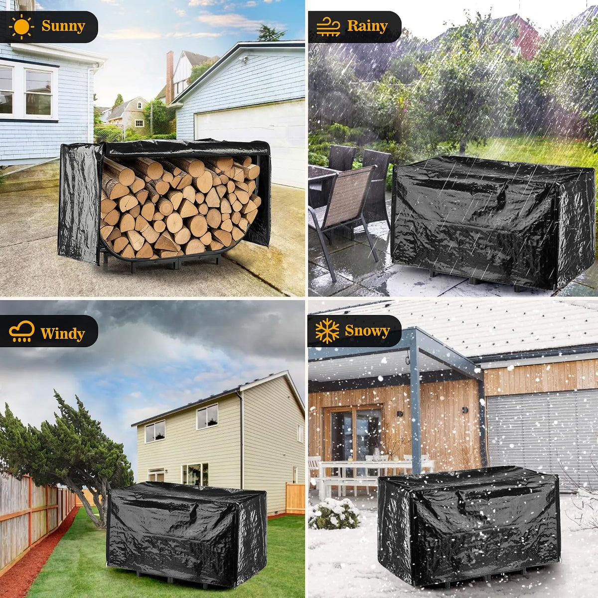 40 Inch Firewood Rack Outdoor with Cover, Metal Wood Rack | Iron Fire Log Stacker Holder for Fireplace, Patio, Porch