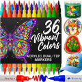 36 Acrylic Paint Markers - Paint Pens for Glass Marking, Rock Painting, Ceramic, Wood, Fabric, DIY, Craft, Canvas