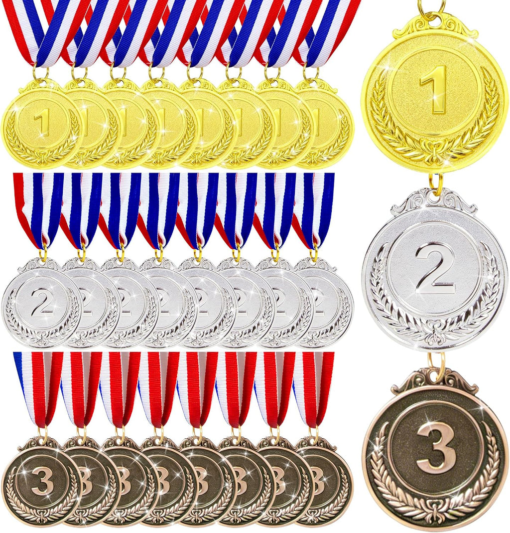 24/36/48/72/108 Pcs Gold Silver Bronze Award Medals, 2’’ Olympic Style Winner Medals Gold Silver Bronze Prizes with