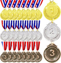 24/36/48/72/108 Pcs Gold Silver Bronze Award Medals, 2’’ Olympic Style Winner Medals Gold Silver Bronze Prizes with