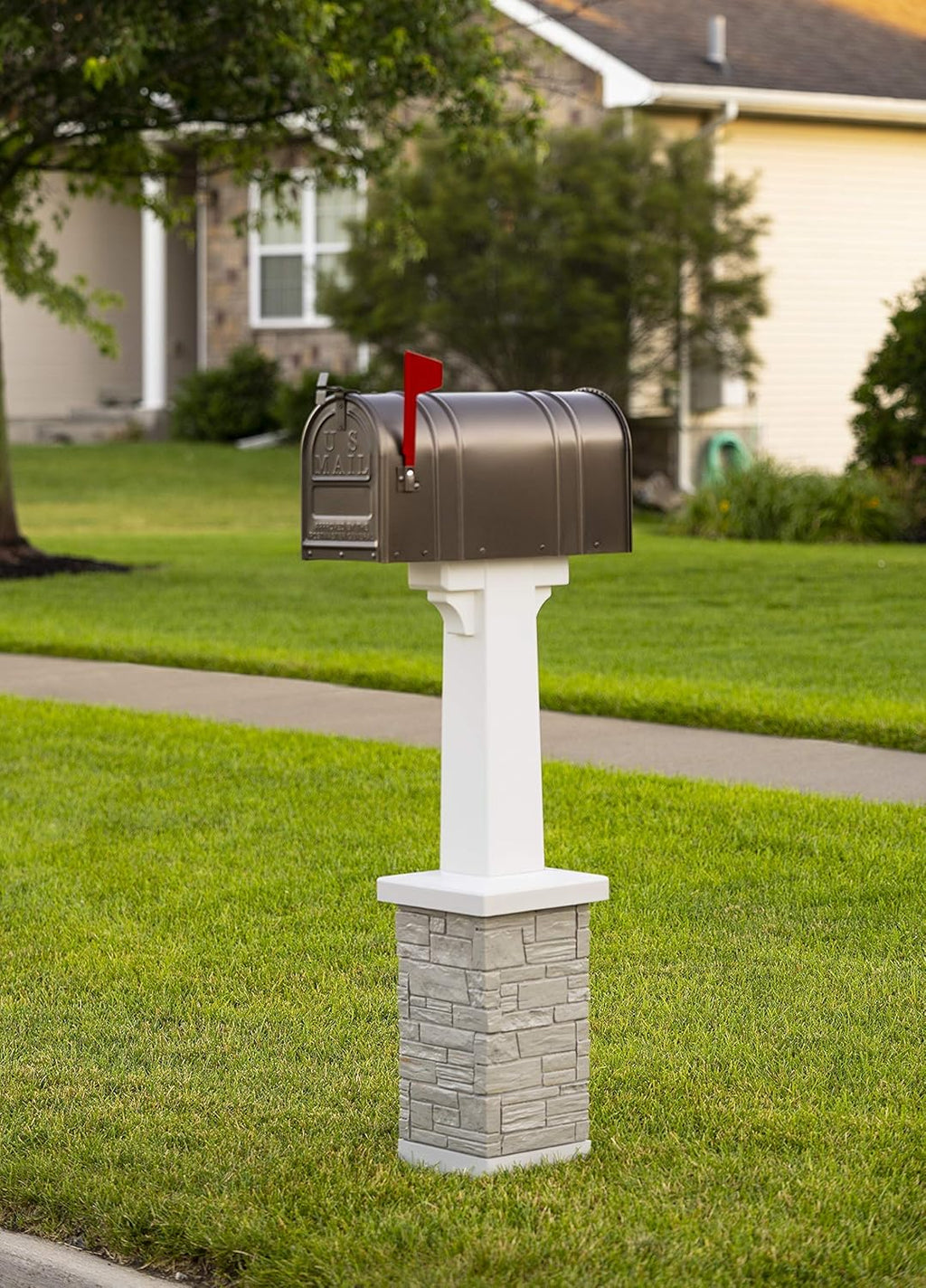 Premium Mailbox Post Set Pedestal Classic White