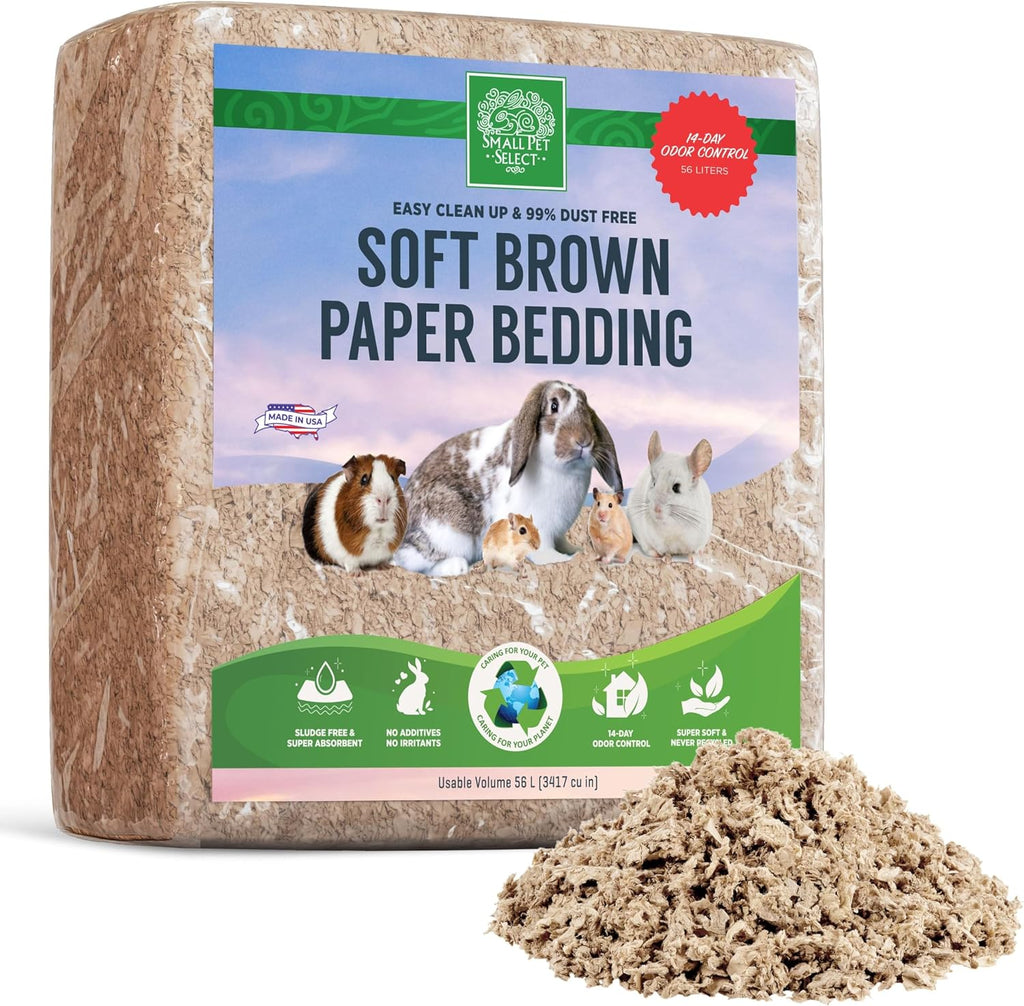 Premium Soft Paper Bedding, Beige, 56 L | Natural Absorbent Bedding, Odor Control, Made in USA