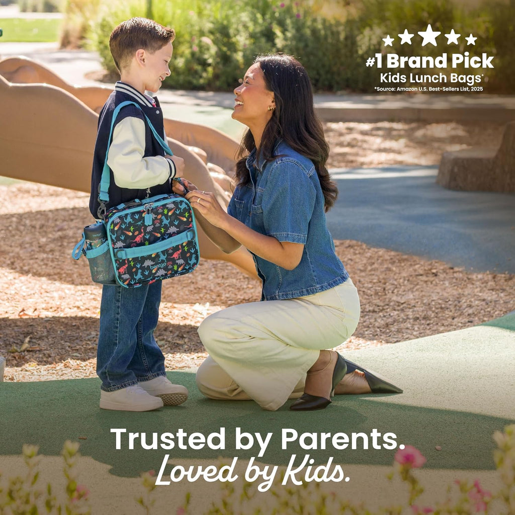 Kids Prints Double-Insulated Reusable Lunch Bag | For Kids 3+, Adjustable Strap; Holds Lunch Box/Water Bottle/Snacks;