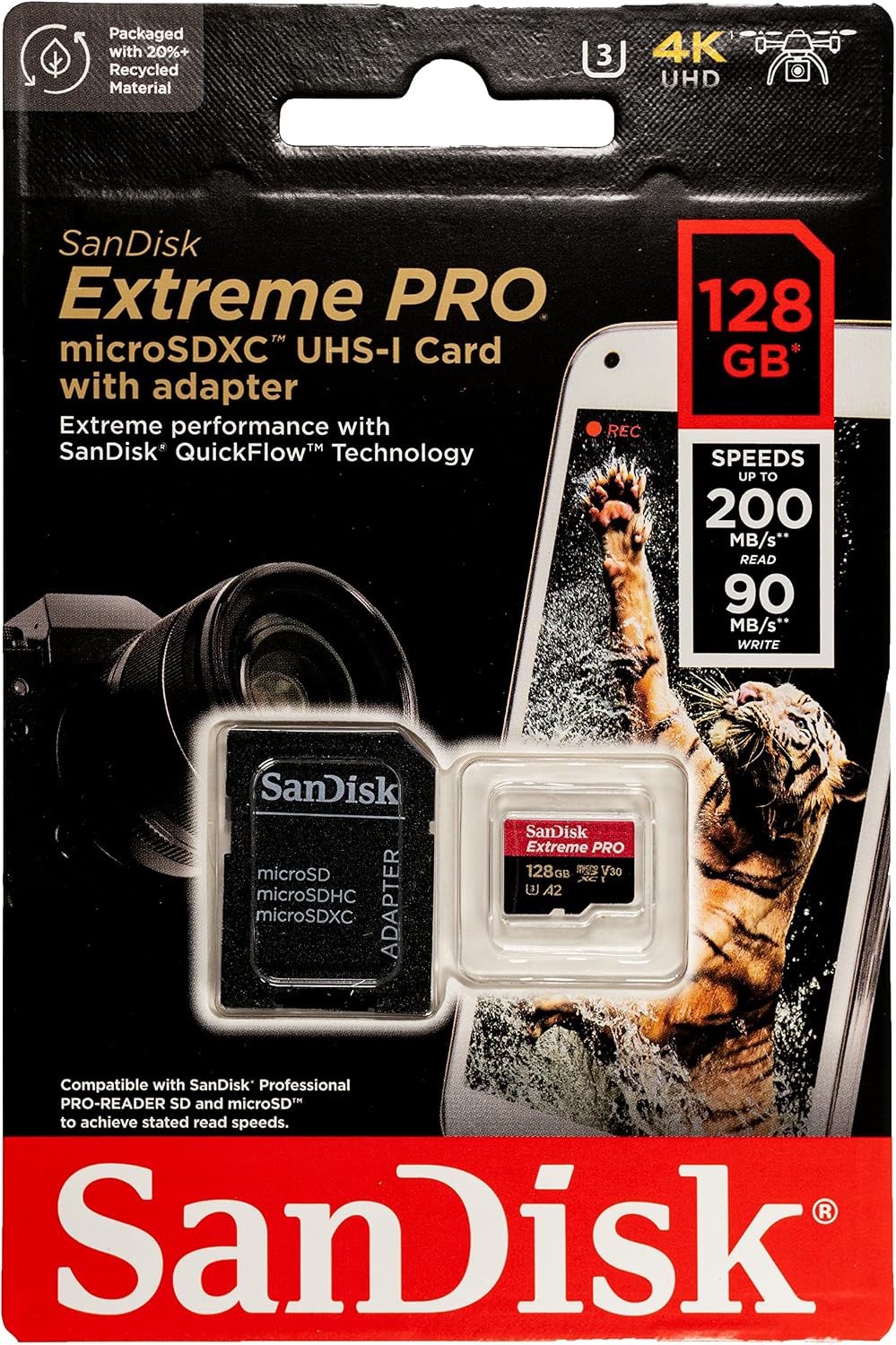 SanDisk 128GB Extreme Pro UHS-1 MicroSD Card Compatible with DJI Models | Works with Avata 2, Mini 4K Drones