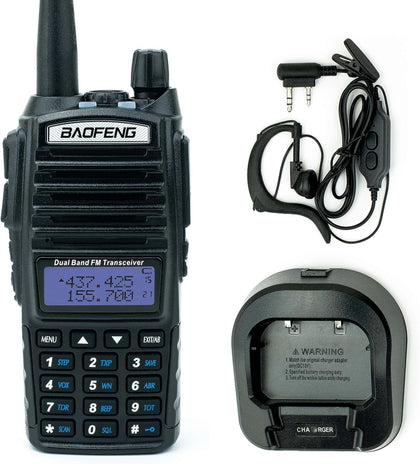BaoFeng UV-82C Dual-Band 136-174/400-520 MHz FM Ham Two-Way Radio, Transceiver, HT with Battery, Earpiece, Antenna