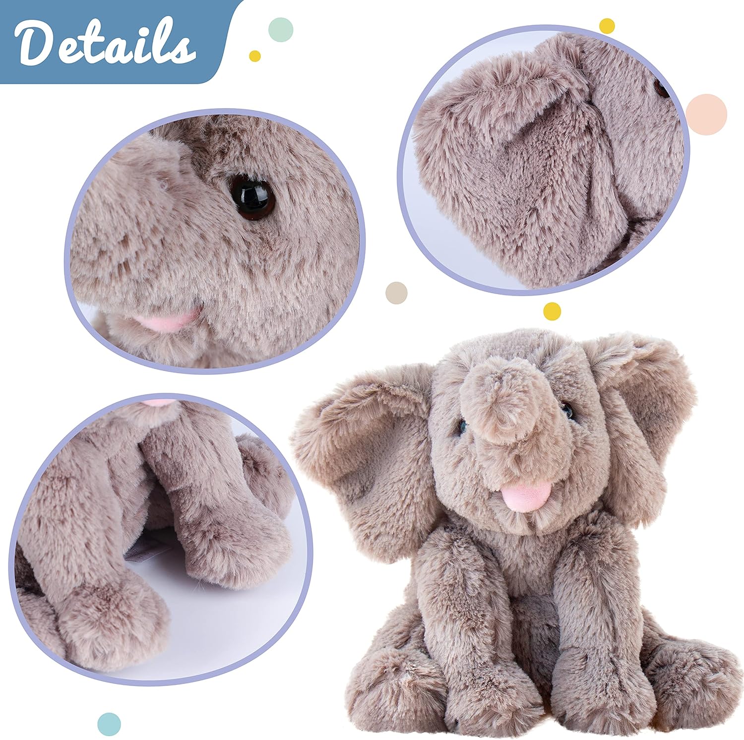 Adorable Plush Calf Elephant Toy Floppy Elephish Ultra Soft Haggable Stuffed Animal Birthday Holiday Gift for Boys
