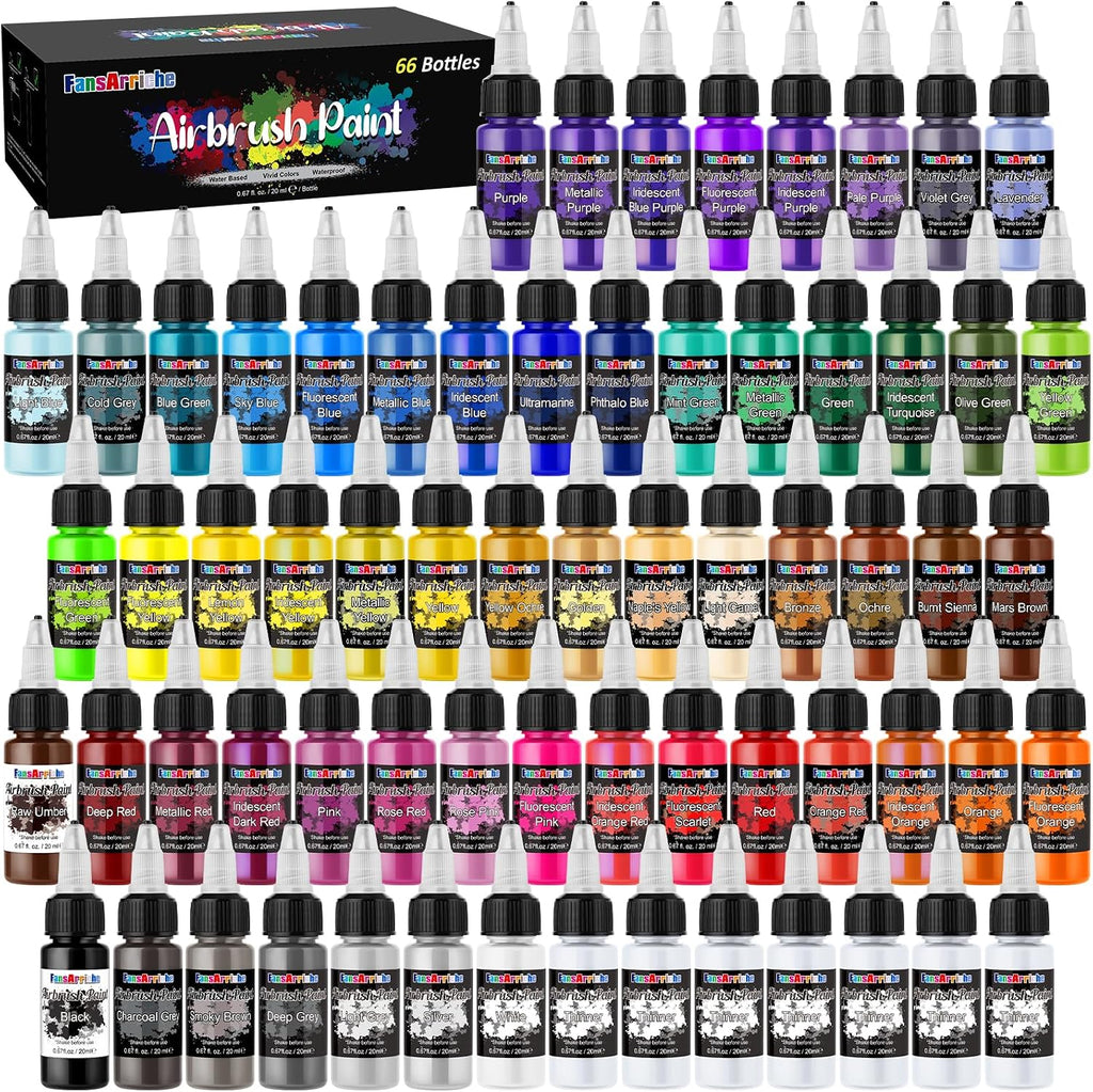 Airbrush Paint, 59 Colors with 7 Thinners, 20 ml/Bottle | Acrylic Air Brush Painting Set, Ready to Spray Water-Based