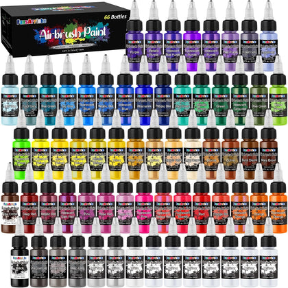 Airbrush Paint, 59 Colors with 7 Thinners, 20 ml/Bottle | Acrylic Air Brush Painting Set, Ready to Spray Water-Based