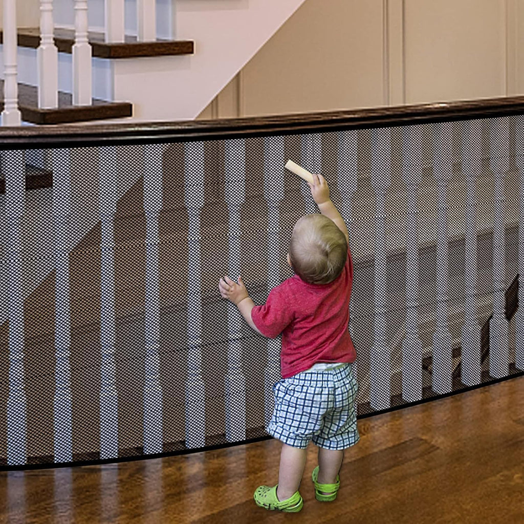 Stairway Net, Baby Gate for Stairs with No Drilling, Baby Safety Banister Guard Rail Net, 18 ft L x 2.66 ft H, Safety