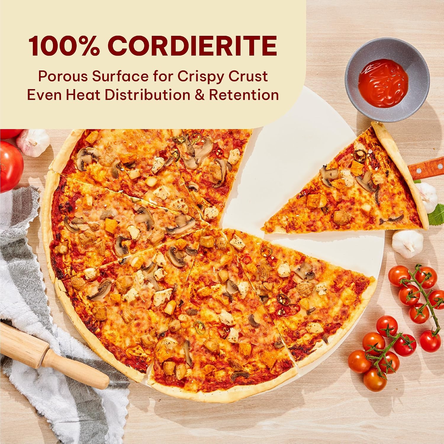 Extra Large Round Pizza Stone For Oven 18 Inch Approx (17.8 inch)